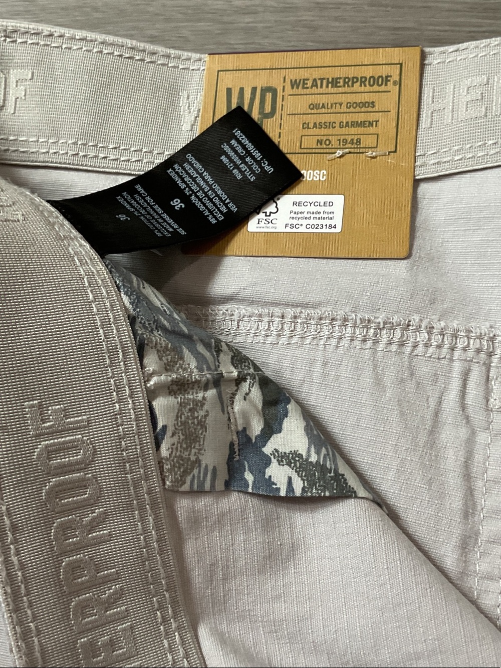 Weatherproof Men’s Utility Cargo Shorts — Cream - Picture 4 of 4